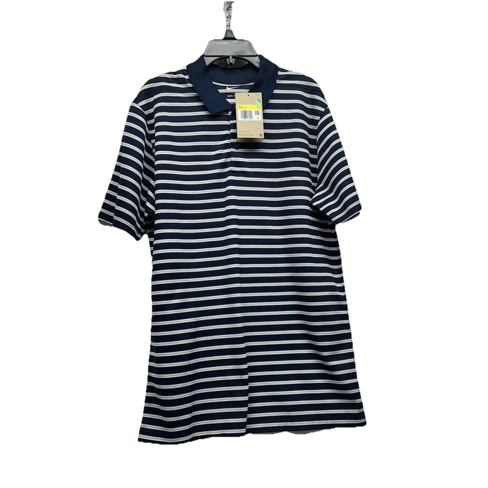 Nike Golf Men's Small DH0835-451 Blue/White Striped Polyester Polo Shirt (R1)